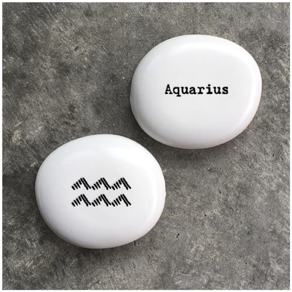 East of India Zodiac Porcelain Pebble - Aquarius