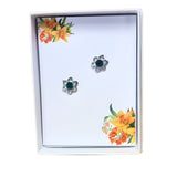 Emerald Colour Flower Stud Earrings