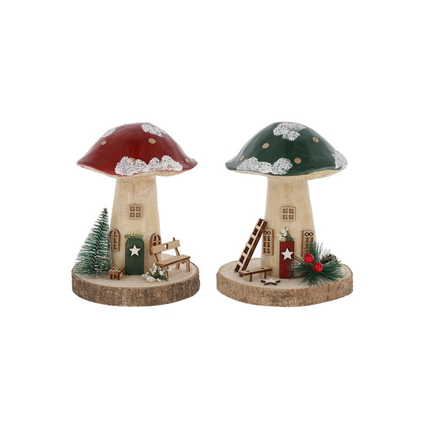Folk Art Christmas Mushroom Cottage Large Decoration