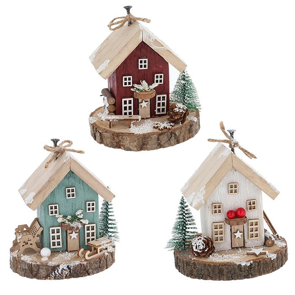Folk Art Christmas Cottage Medium Decoration