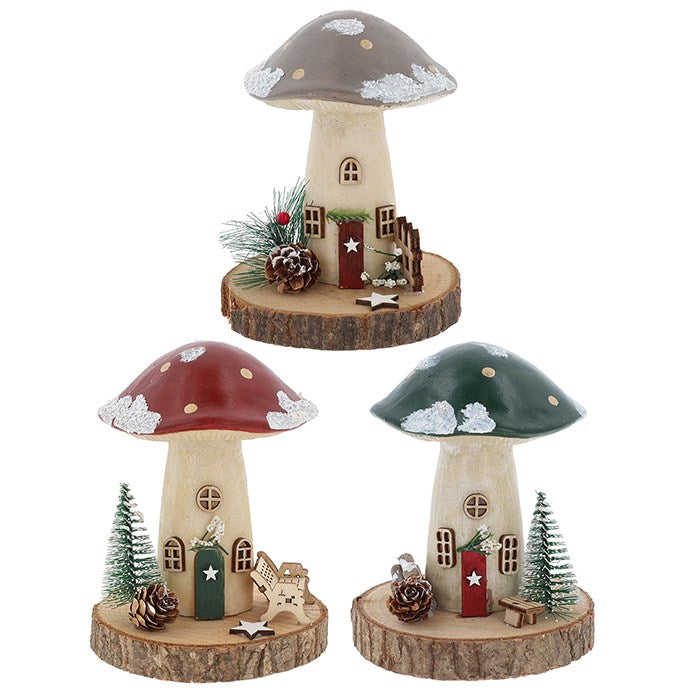 Folk Art Christmas Mushroom Toadstool Medium Decoration