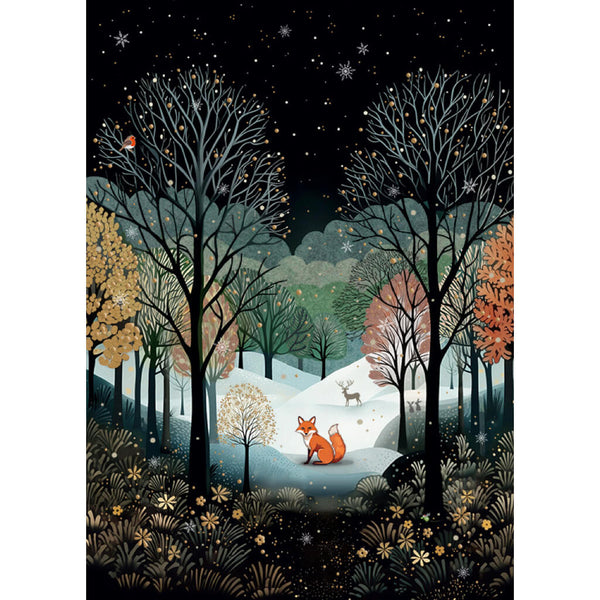 Bug Art Fox Landscape Christmas Card