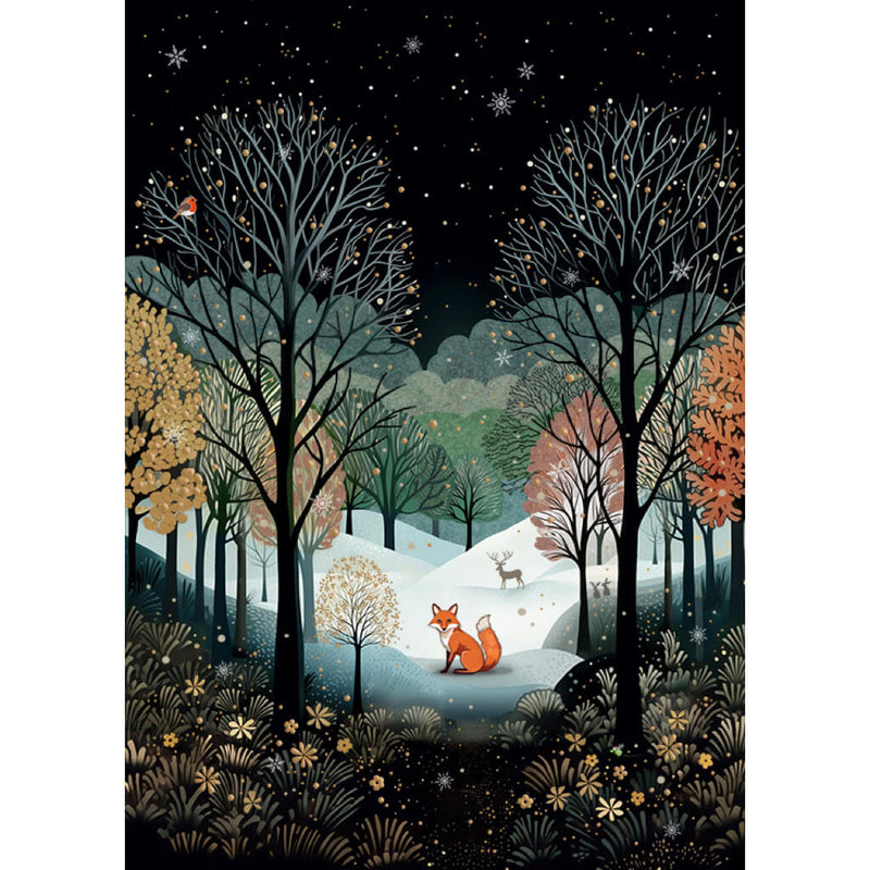 Bug Art Fox Landscape Christmas Card