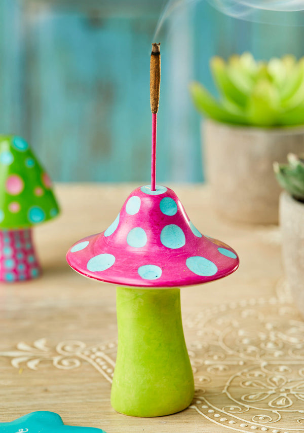 Funky Neon Mushroom Incense Holder