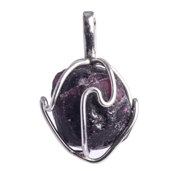 Garnet Sterling Silver Wire Wrapped Pendant