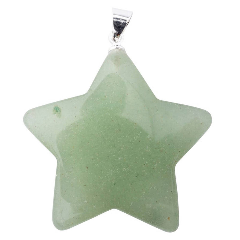 Green Aventurine Star Pendant with Silver Plated Bail