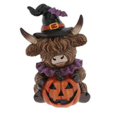 Halloween Highland Cow Pumpkin & Skulls Decoration