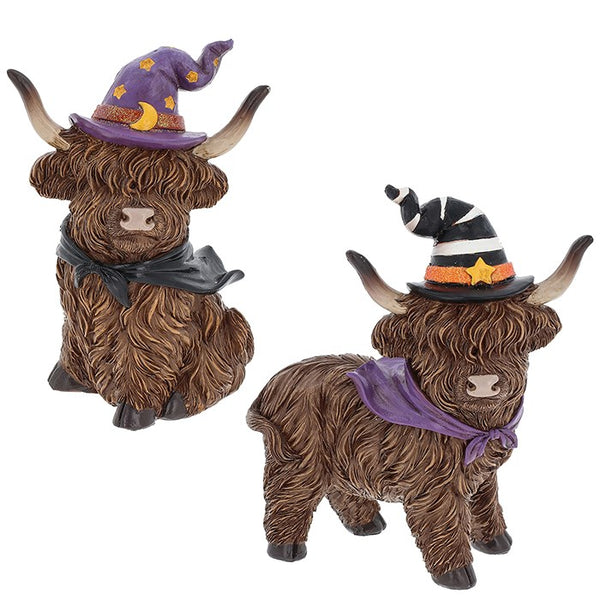 Halloween Highland Cows / Coos With Hats & Capes Ornament