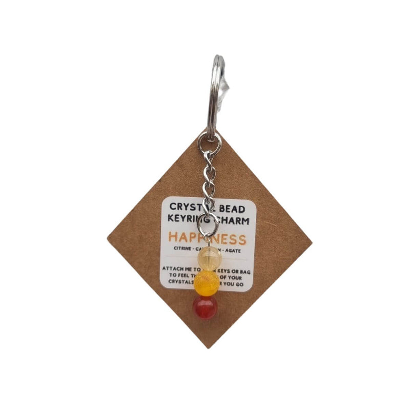 Crystal Bead Keyring - Happiness