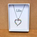 Heart Flowers Rhodium Pendant Necklace