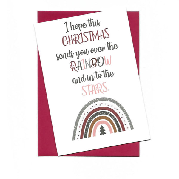 Hello Sweetie Rainbow and Stars Christmas Greetings Card