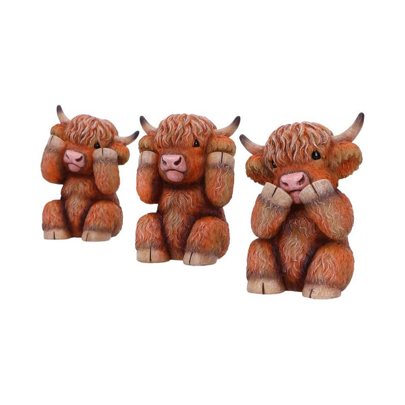 Three Wise Highland Cows Set