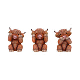 Three Wise Highland Cows Set