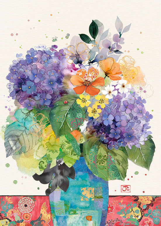 Bug Art Hydrangeas Greetings Card