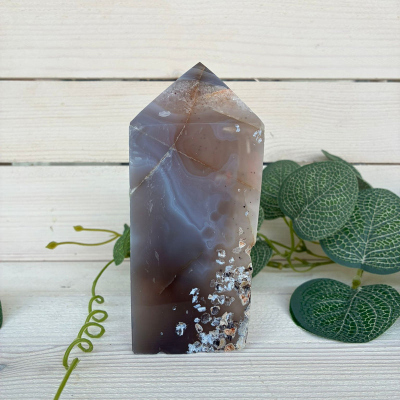 Grey Agate Geode Tower - 135mm