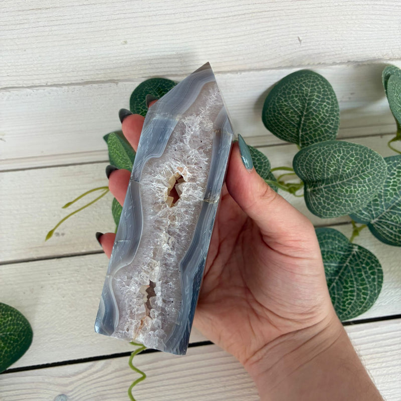 Grey Agate Geode Tower - 135mm