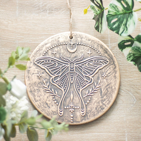 Luna Moth Hanging Terracotta Plaque