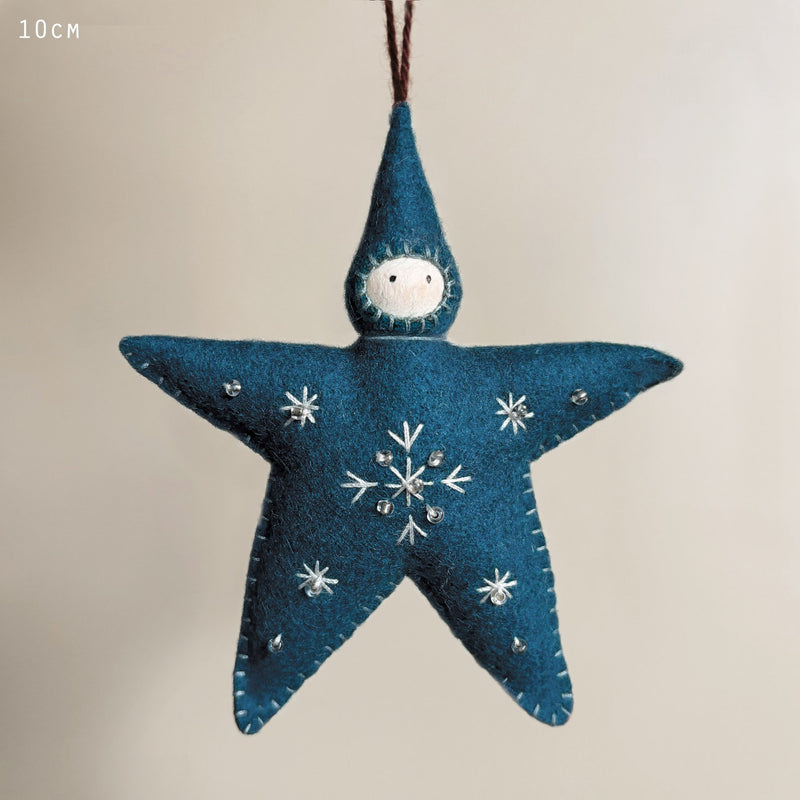 Large Felt Star Baby Decoration - Blue
