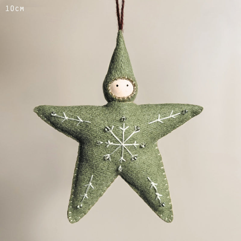 Large Felt Star Baby Decoration - Green