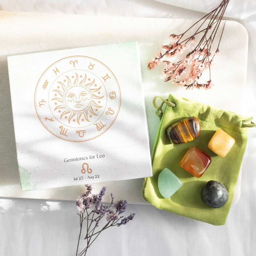 Leo Zodiac Crystal Gemstones Set Clouds