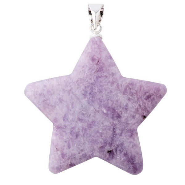Lepidolite Star Pendant with Silver Plated Bail