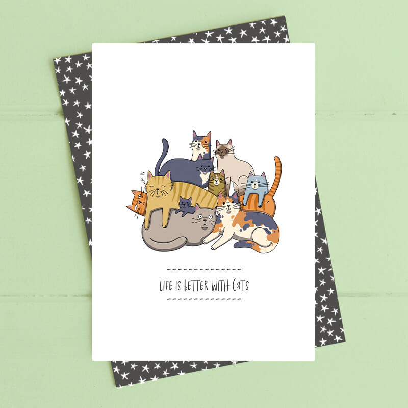 Life is Better With Cats Greeting Card