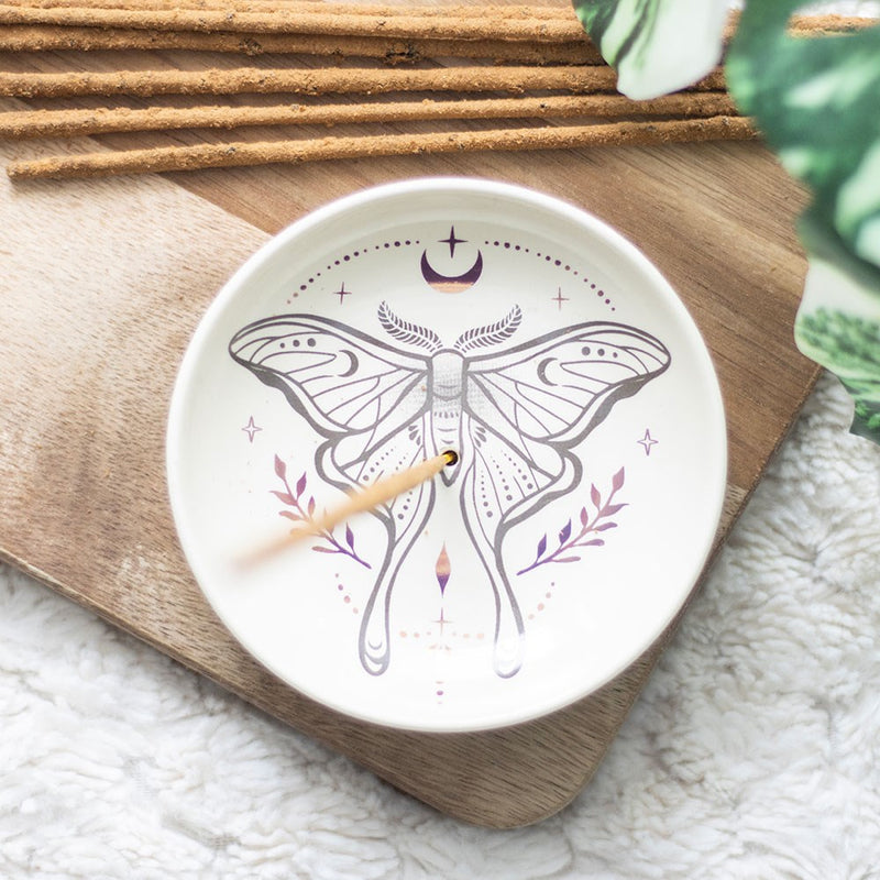 Luna Moth Round Incense Holder