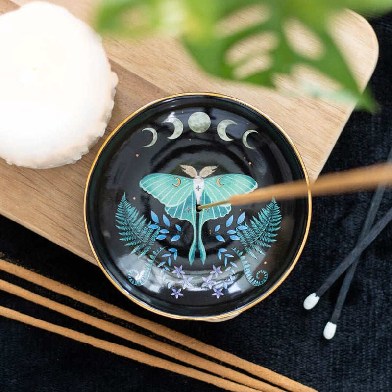 Lunar Moth Round Incense Holder