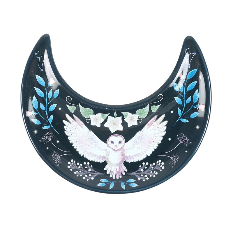 Owl Crescent Moon Trinket Dish