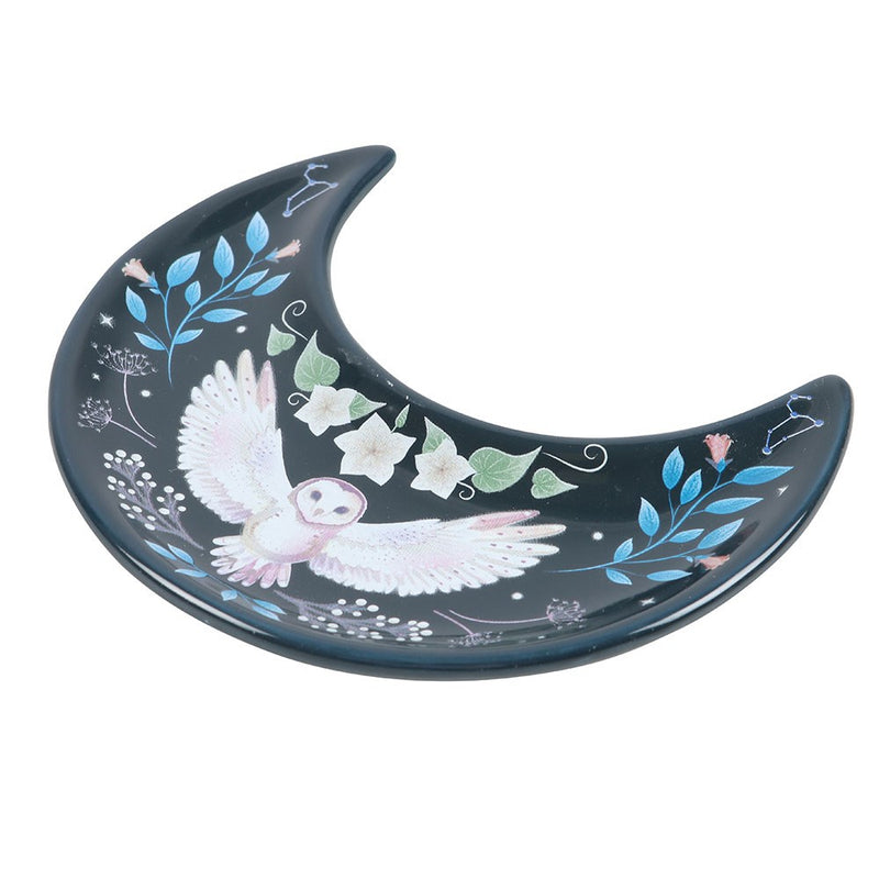Owl Crescent Moon Trinket Dish