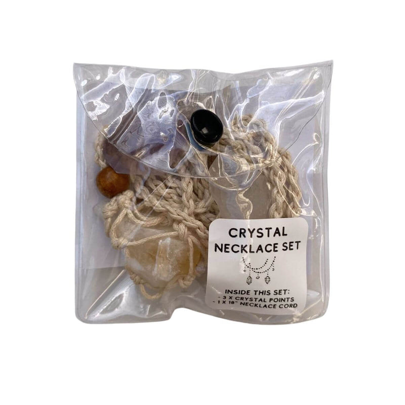 Macrame Crystal Cage Necklace & Crystals Gift Set