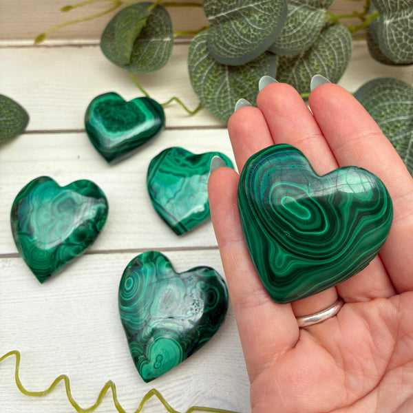 Malachite Polished Heart Carving