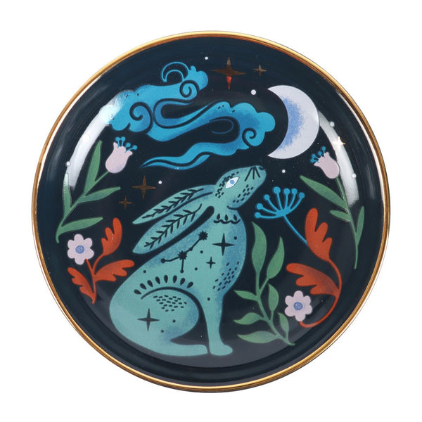 Midnight Hare Round Trinket Dish