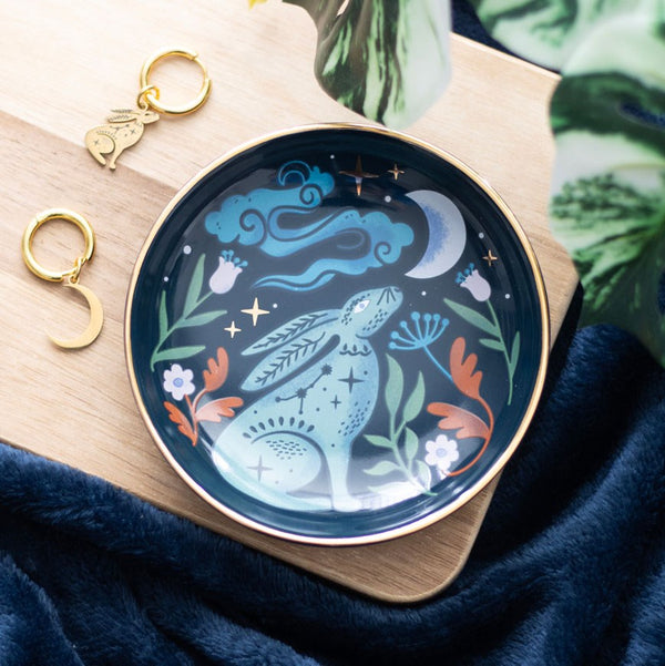 Midnight Hare Round Trinket Dish