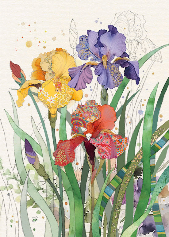 Bug Art Mixed Irises Greetings Card