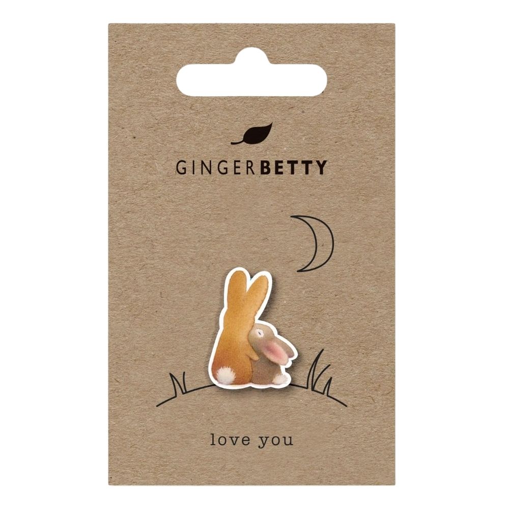 Mum & Baby Rabbit Pin Badge | Clouds