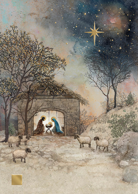 Bug Art Nativity Stable Christmas Card