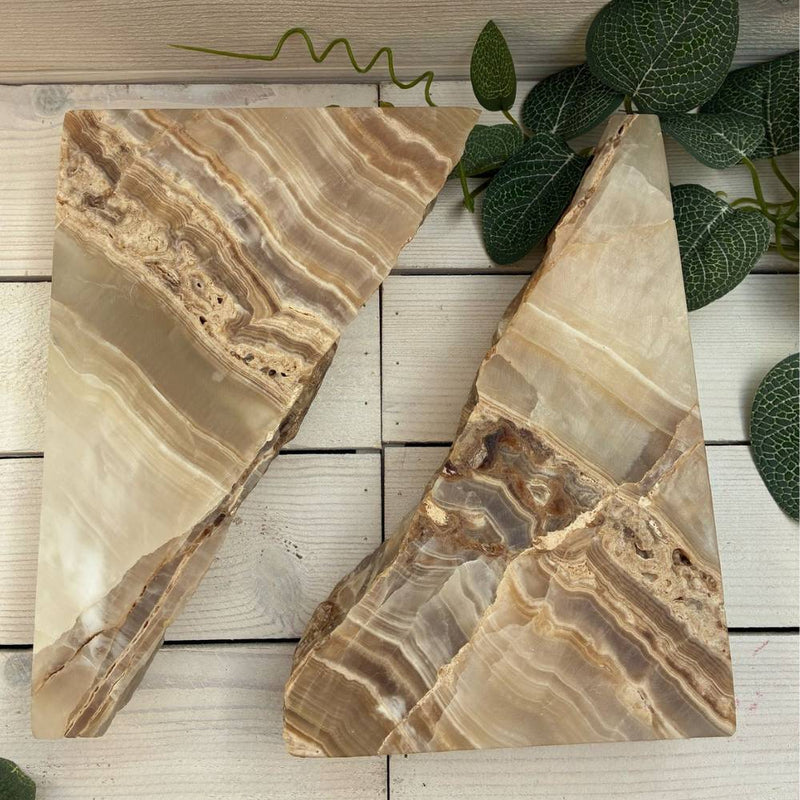 Amber Onyx Bookends Matching Pair