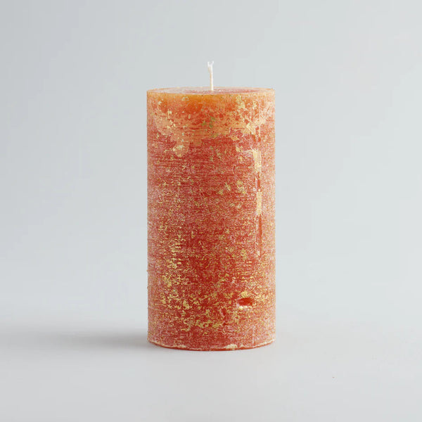 Orange & Cinnamon Gold Marbled Pillar Candle