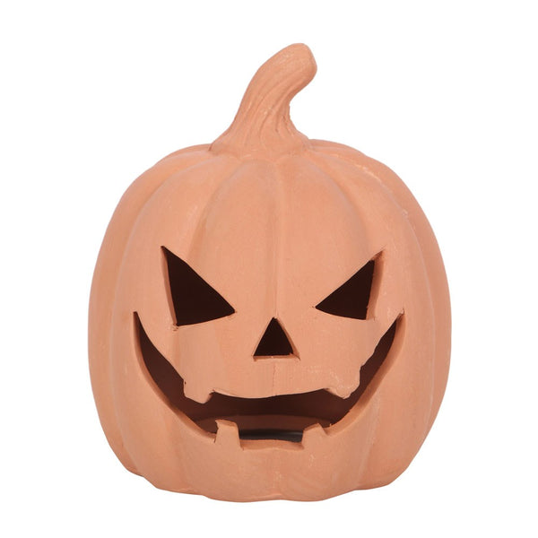 Terracotta Jack-O-Lantern Tea Light Holder