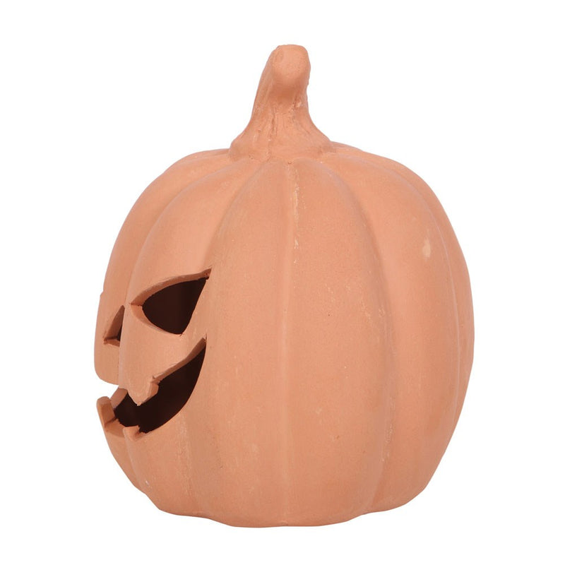 Terracotta Jack-O-Lantern Tea Light Holder