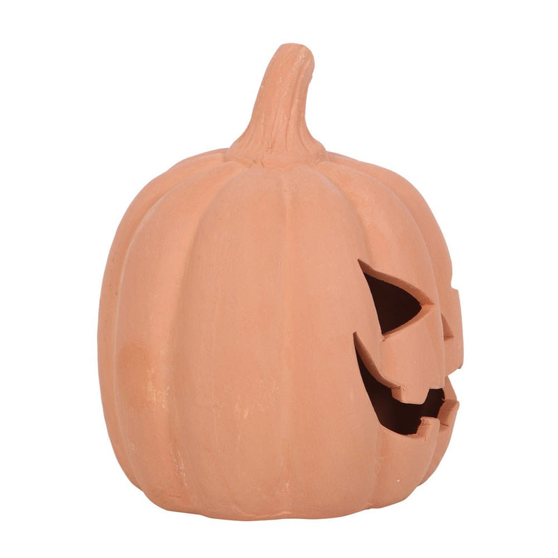 Terracotta Jack-O-Lantern Tea Light Holder