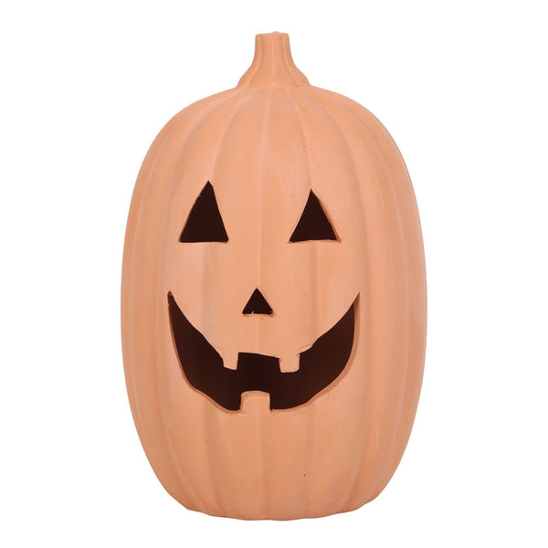 Large Terracotta Jack-O-Lantern Tea Light Holder