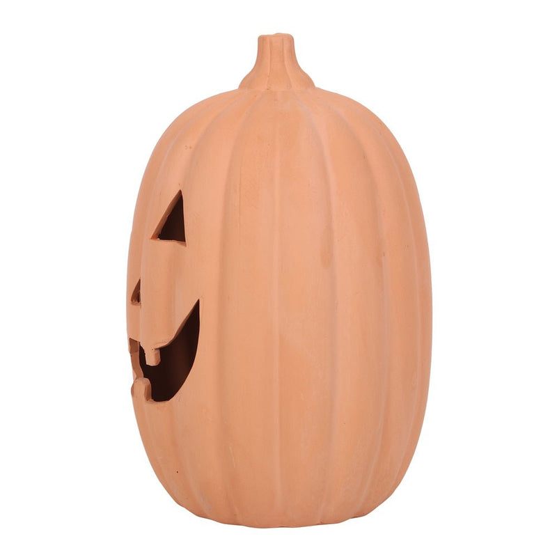 Large Terracotta Jack-O-Lantern Tea Light Holder