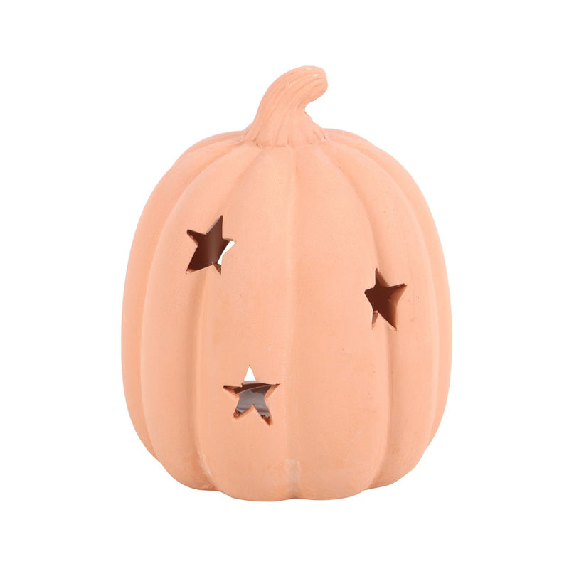 Terracotta Stars Pumpkin Tea Light Holder