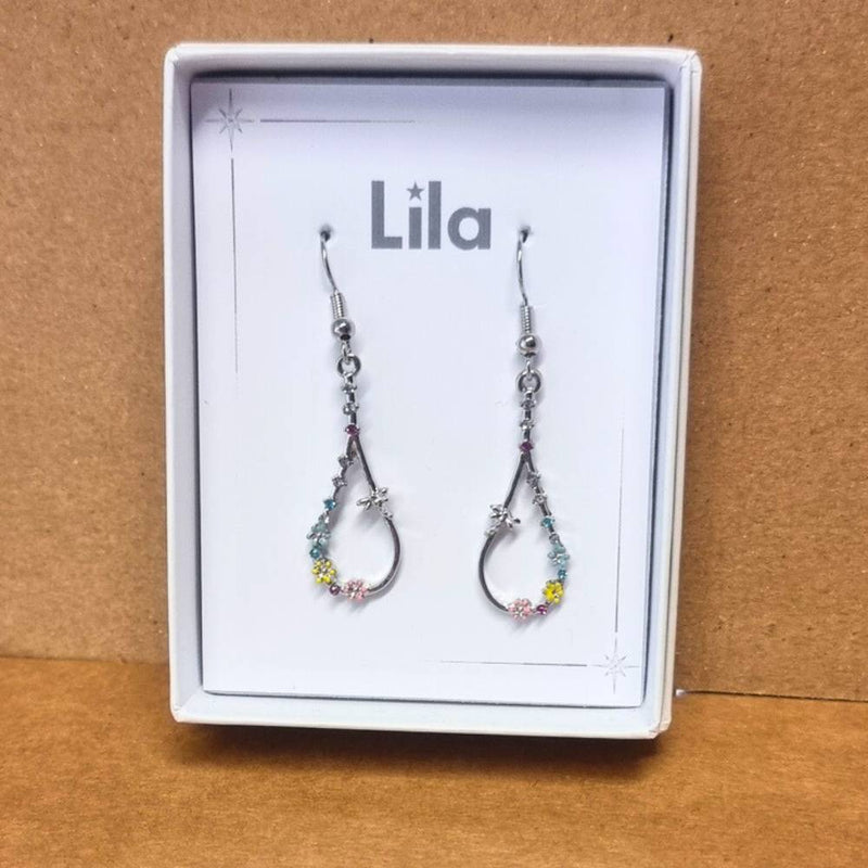 Pear Drop Rhodium Earrings