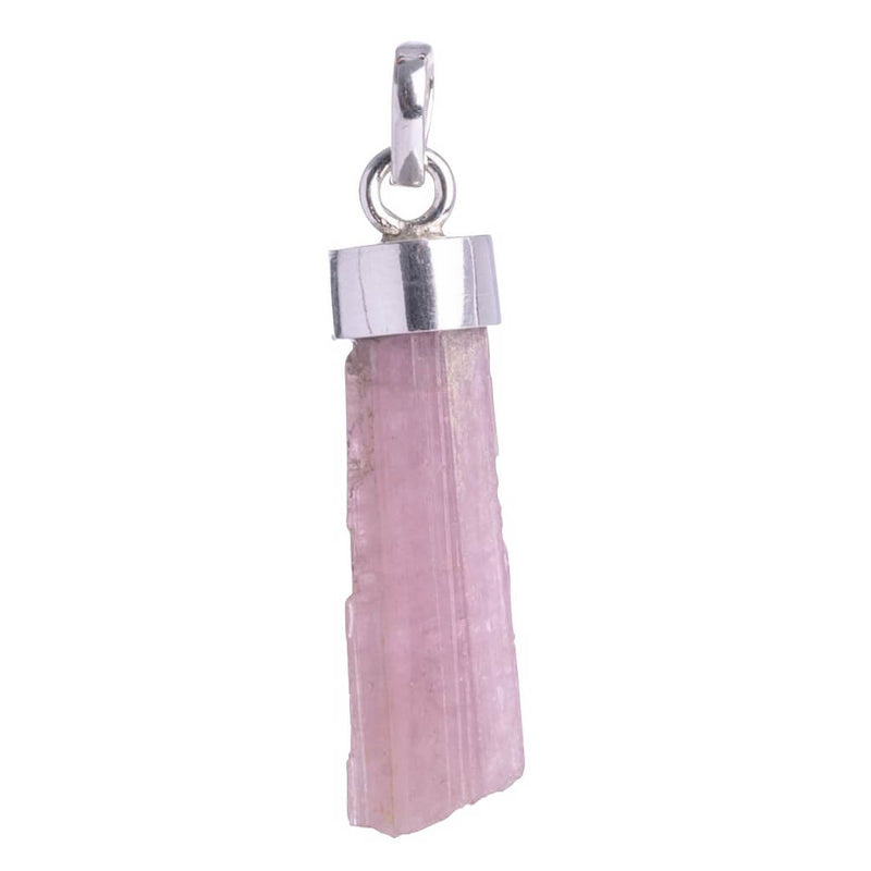 Pink Tourmaline Sterling Silver Rough Point Pendant
