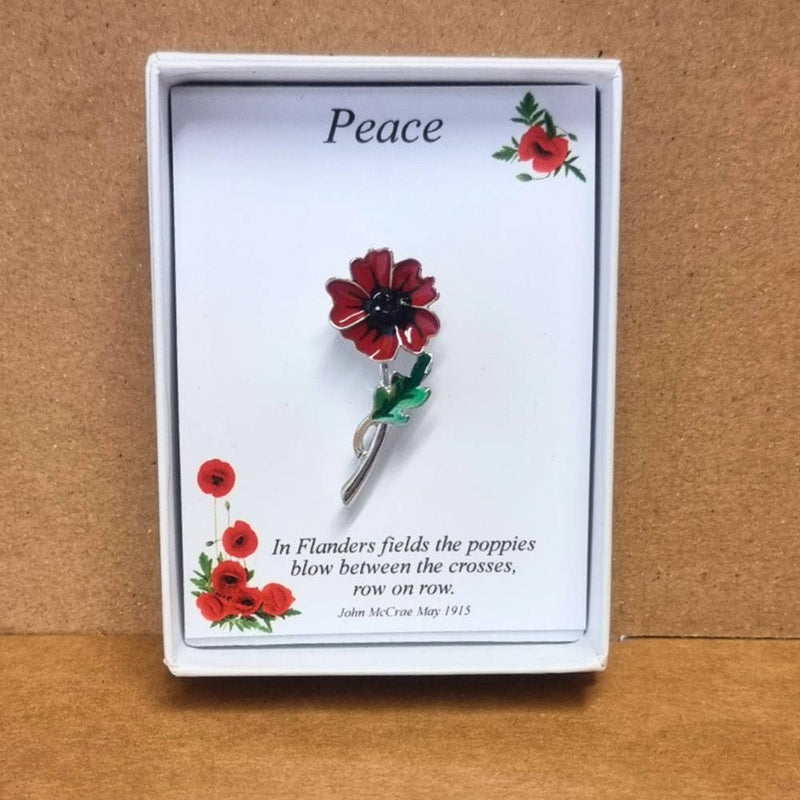 Red Poppy Stem Brooch