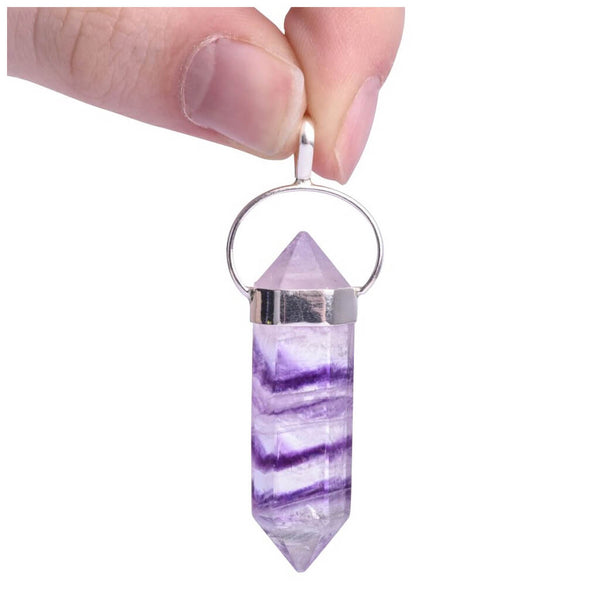 Purple Fluorite Sterling Silver Double Terminated Point Pendant