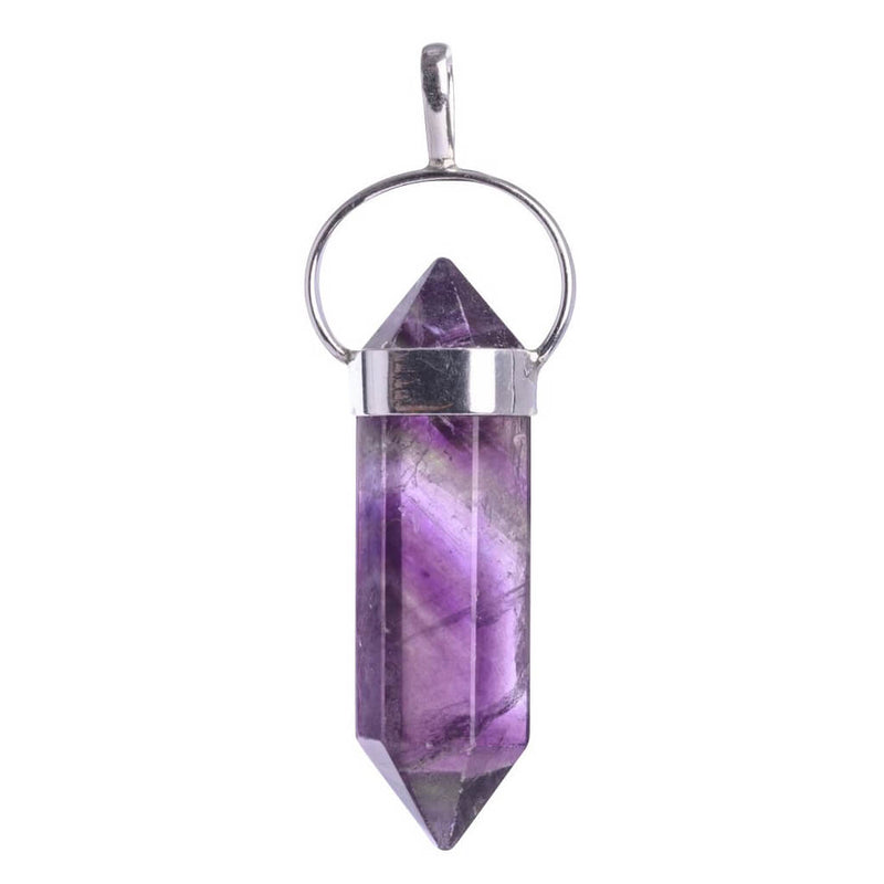Purple Fluorite Sterling Silver Double Terminated Point Pendant